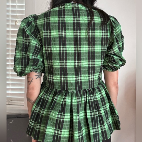 Ganni Seersucker peplum top - Picture 2 of 5